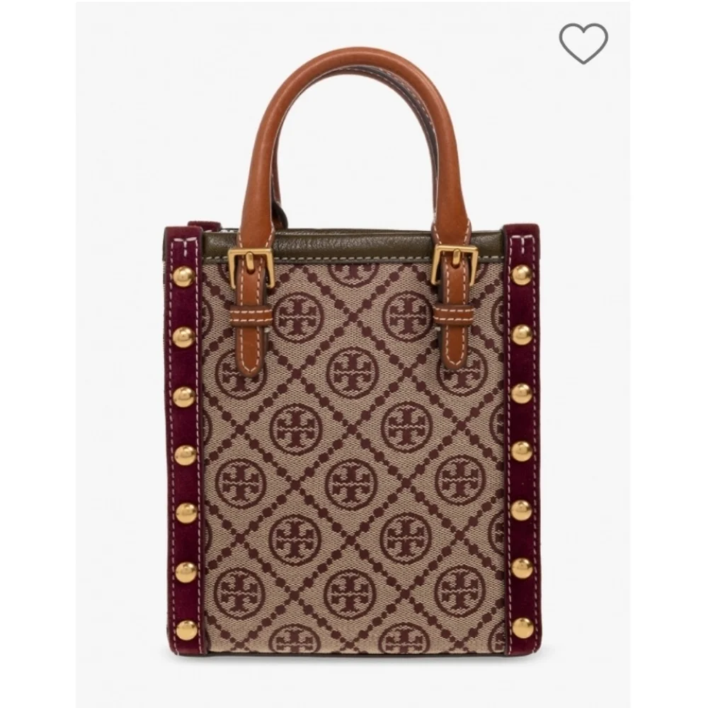 Tory Burch NWOTs Mini T Monogram Jacquard Studded North-South Tote Bag